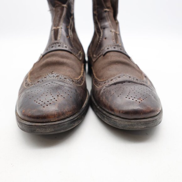 John Varvatos Chelsea Men’s 10 Waxed Suede Brown Leather Boots Handmade In ITALY - Picture 13 of 13